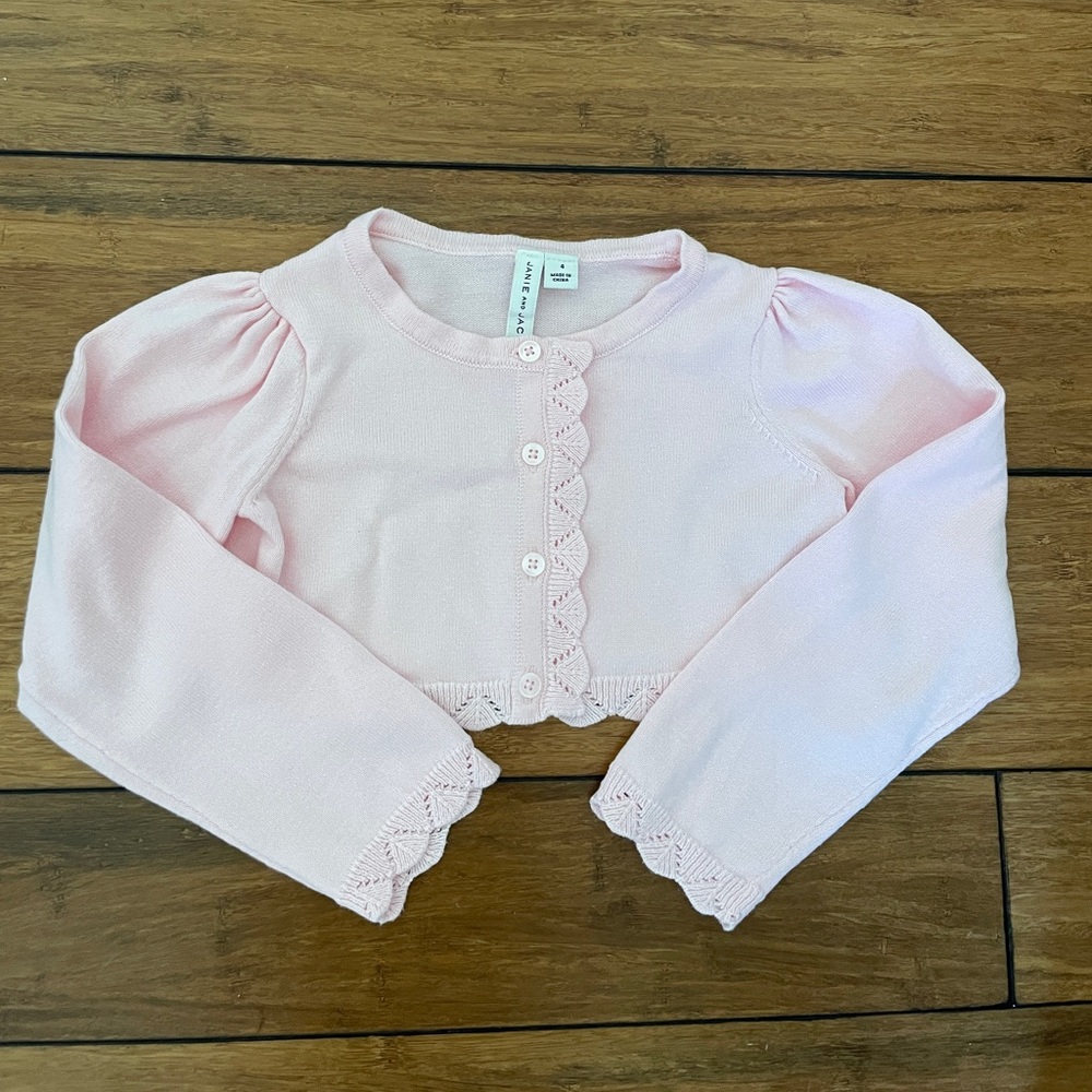 Pink Janie and Jack cropped cardigan size 4